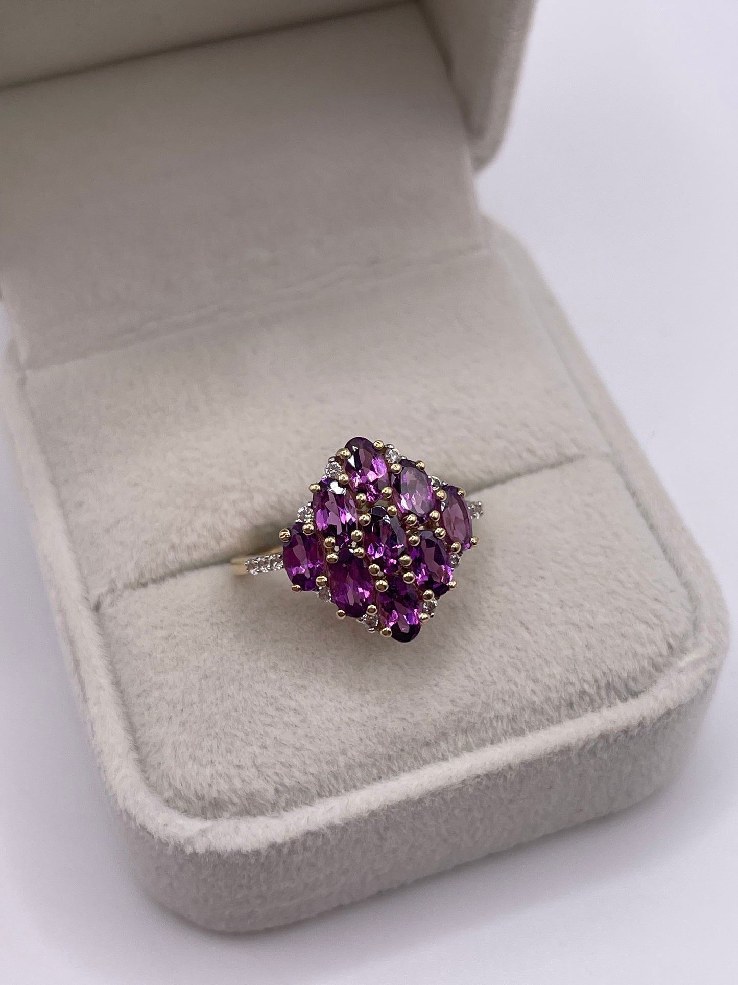 9ct gold tourmaline and zircon ring