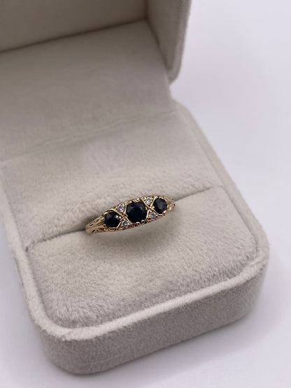 9ct gold sapphire and cz ring
