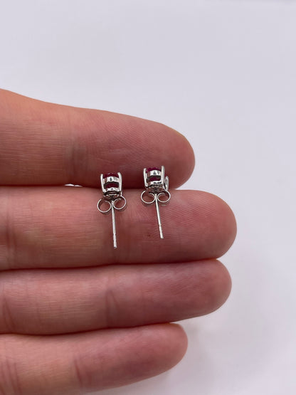 9ct white gold pink topaz earrings