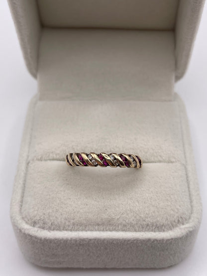 9ct gold ruby and diamond ring