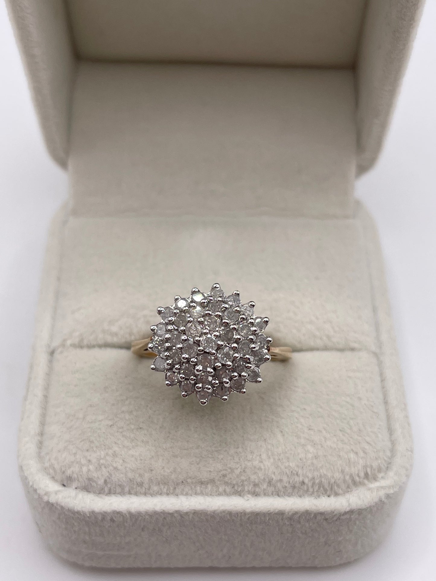 9ct gold 1ct diamond cluster ring