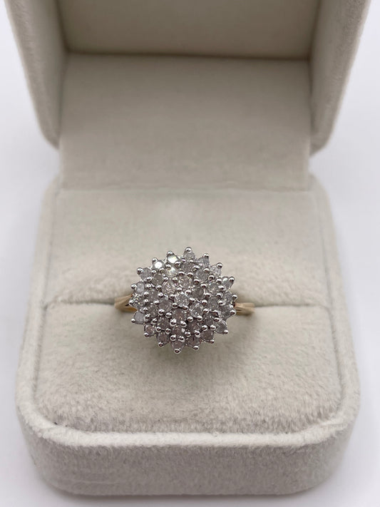 9ct gold 1ct diamond cluster ring