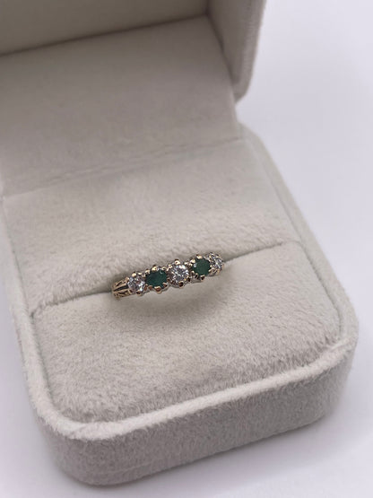 9ct gold emerald and cz ring
