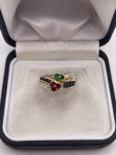 Load image into Gallery viewer, 18ct gold ruby, sapphire, emerald and diamond ring
