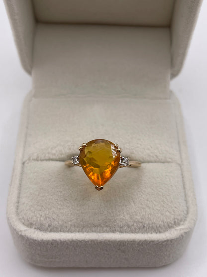 9ct gold opal and zircon ring