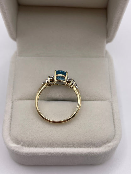 9ct gold blue topaz and diamond ring
