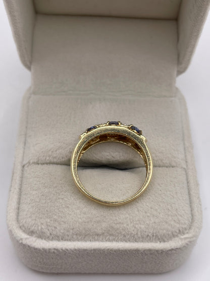 9ct gold tanzanite and diamond ring