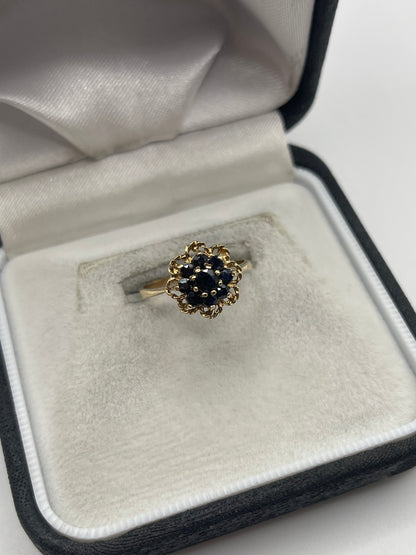9ct gold sapphire cluster ring