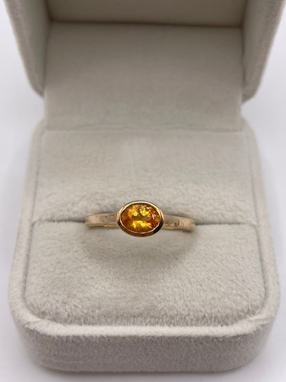 9ct gold orange sapphire ring