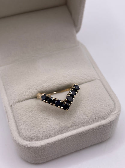 9ct gold sapphire wishbone ring