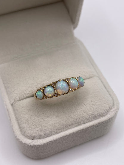 Antique 18ct gold opal and diamond ring