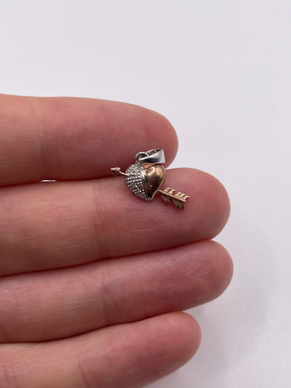 9ct two tone gold diamond heart pendant
