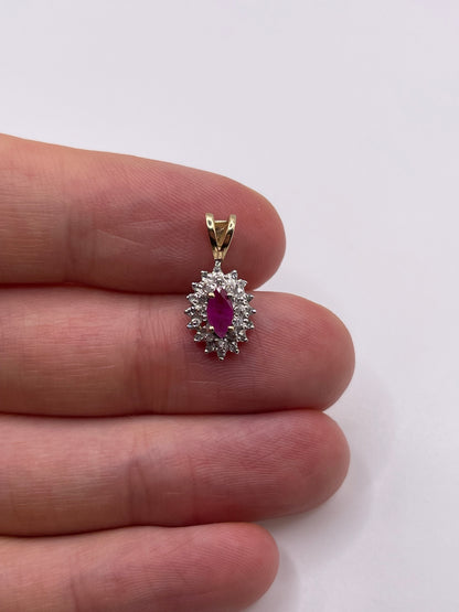 9ct gold ruby and diamond pendant