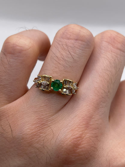 18ct gold emerald and diamond ring