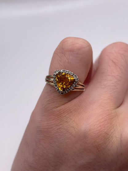 9ct gold citrine and diamond ring