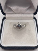 Load image into Gallery viewer, 9ct white gold cats eye Alexandrite and diamond ring
