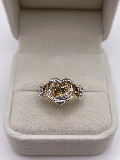 9ct gold diamond “footprint” ring