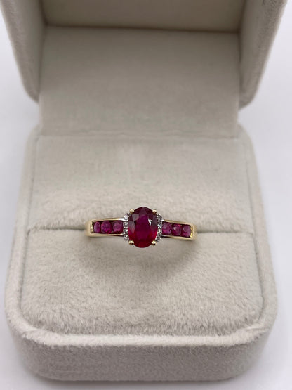 9ct gold ruby and diamond ring