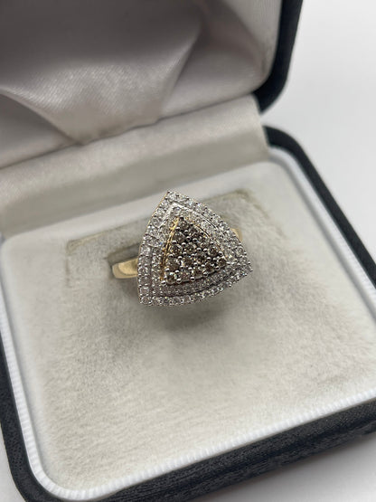 9ct gold 1ct diamond cluster ring