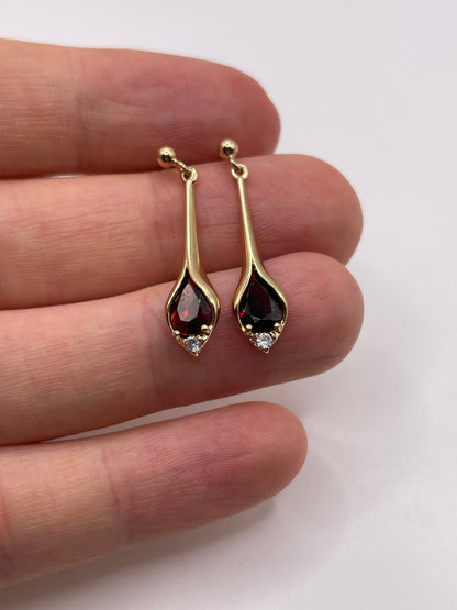 9ct gold garnet and diamond earrings