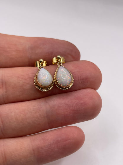 9ct gold opal earrings