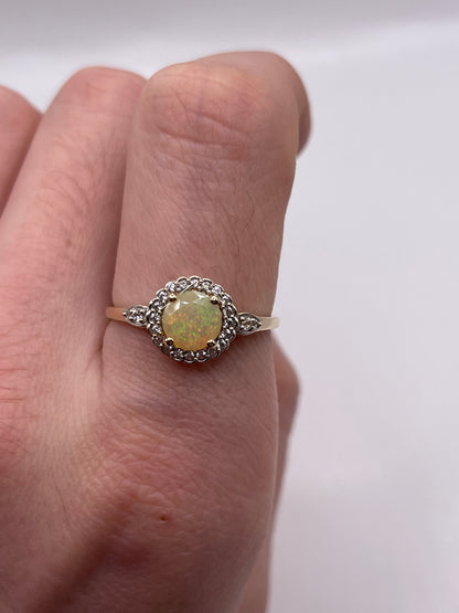 9ct gold opal and zircon ring