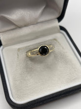 Load image into Gallery viewer, 9ct gold diamond cluster ring inc black diamond
