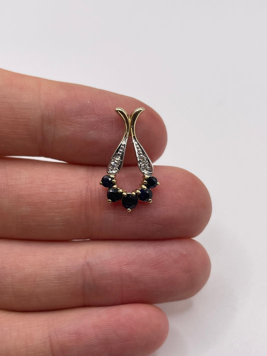 9ct gold sapphire and diamond pendant