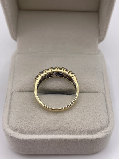 9ct gold tanzanite cluster ring