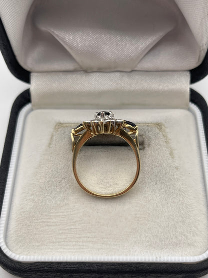9ct gold sapphire and diamond ring