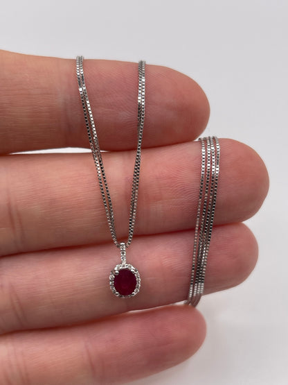 18ct white gold ruby and diamond necklace