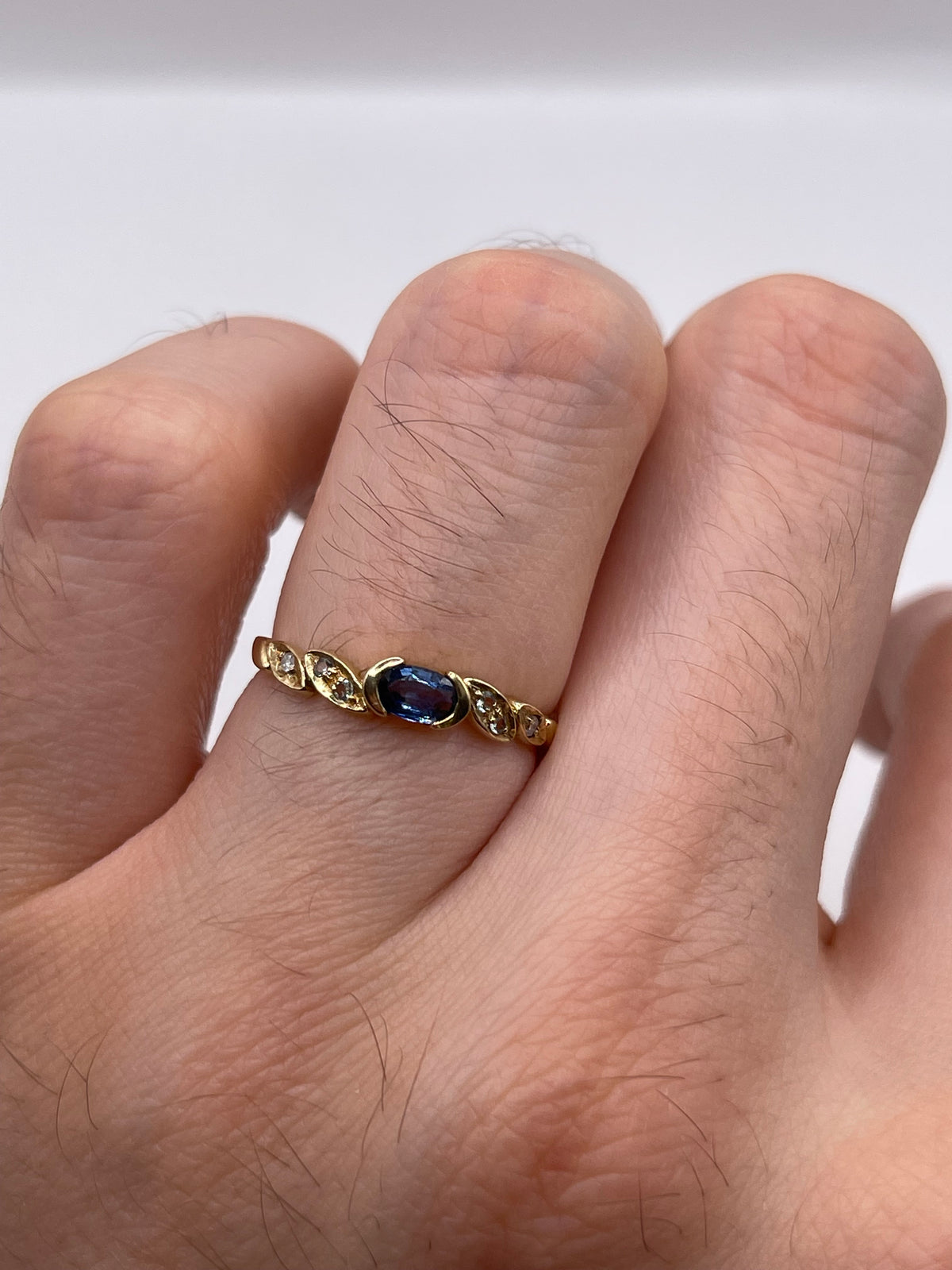 9ct gold kyanite, topaz and diamond ring