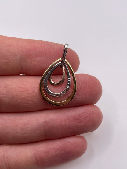 9ct tri gold diamond pendant