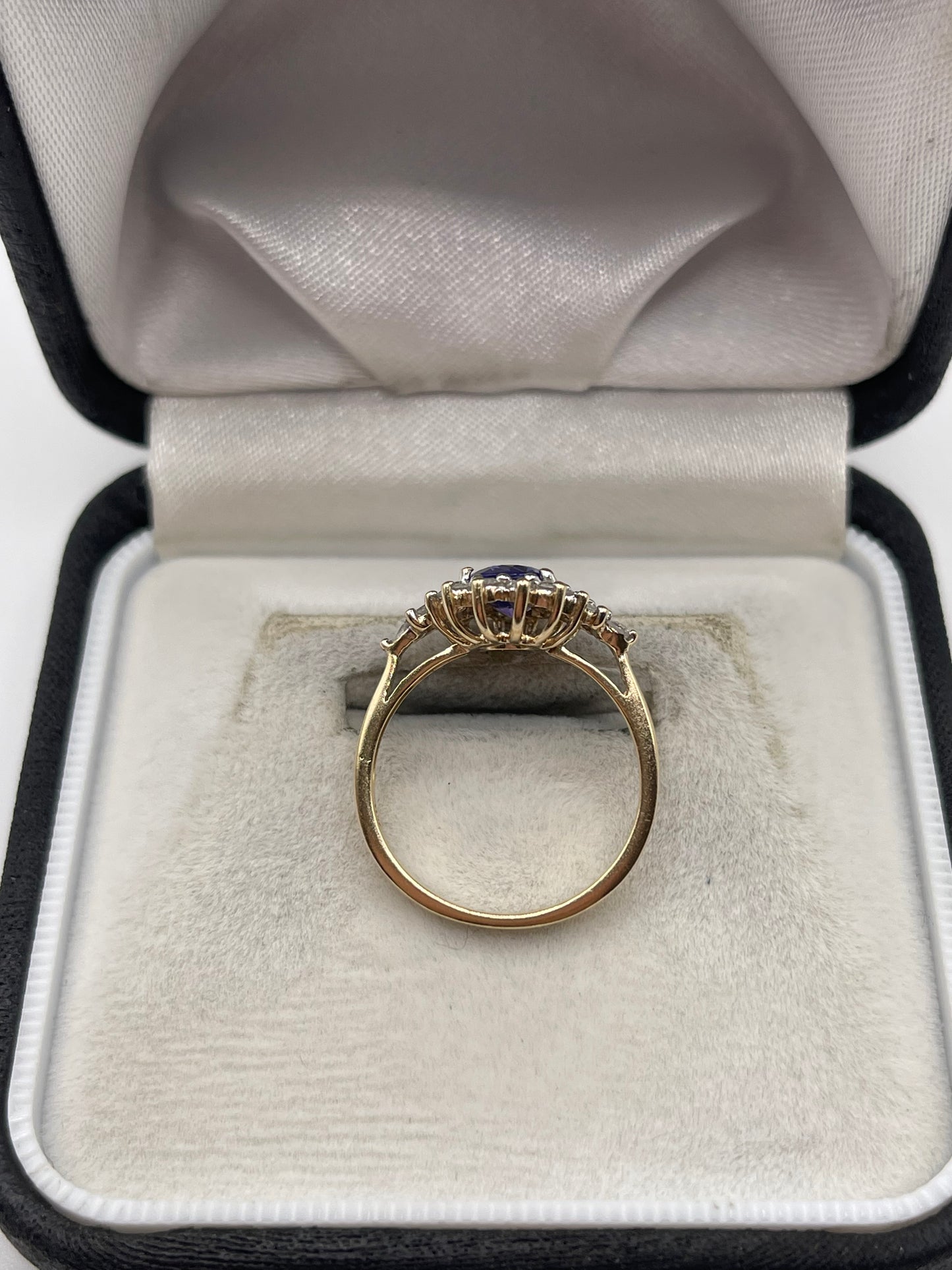 9ct gold tanzanite and zircon ring