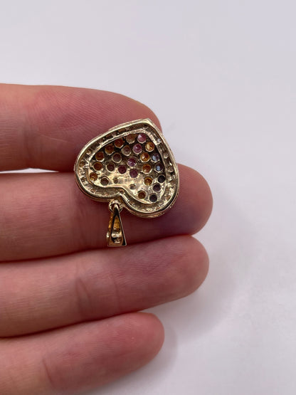 9ct gold sapphire and diamond heart pendant