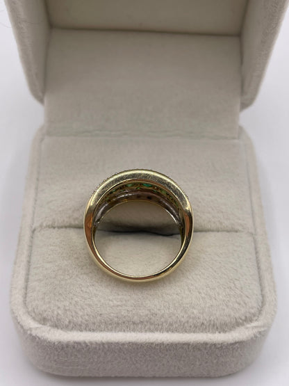 9ct gold emerald and diamond ring