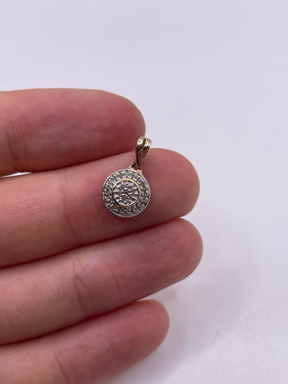 9ct gold diamond cluster pendant