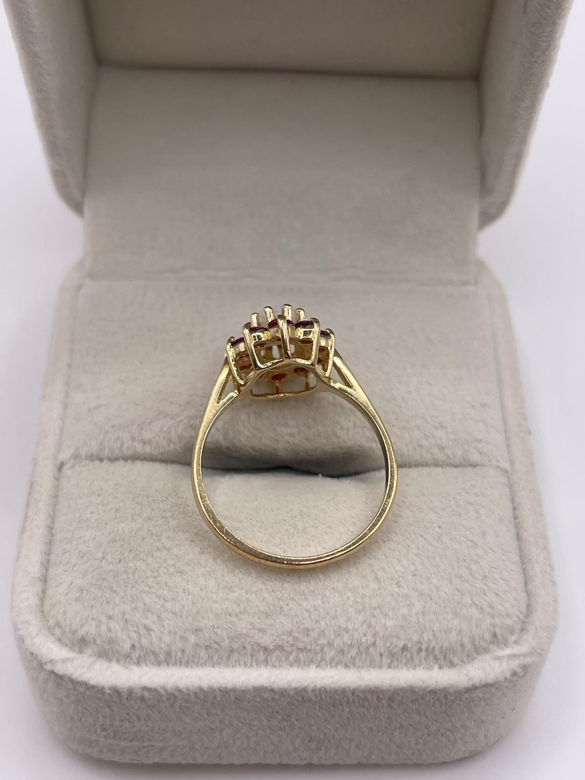 9ct gold opal and ruby ring
