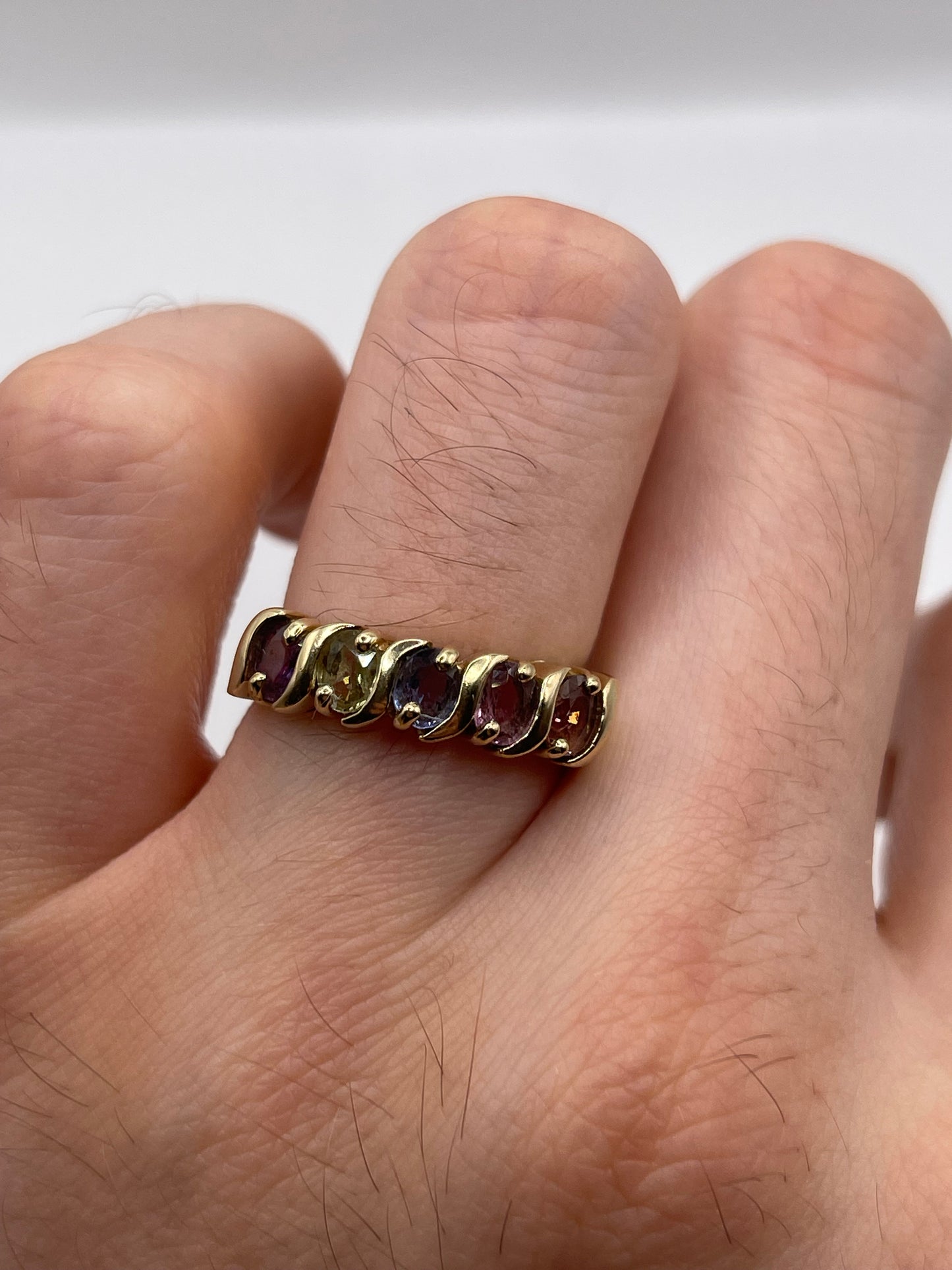 9ct gold multi gemstone ring