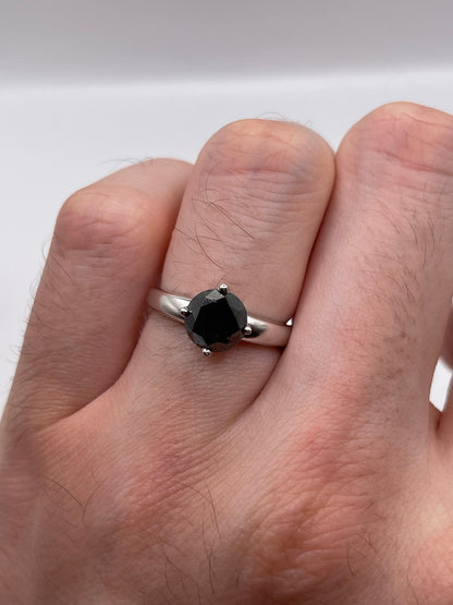9ct white gold black diamond ring