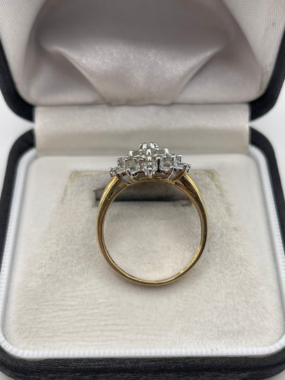 9ct gold aquamarine cluster ring