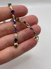 Load image into Gallery viewer, 9ct gold amethyst and diamond bracelet
