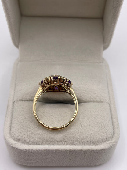 9ct gold amethyst and diamond ring