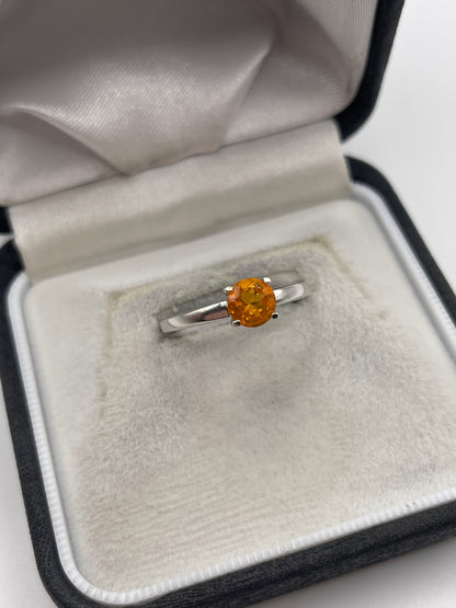 9ct white gold fire opal ring