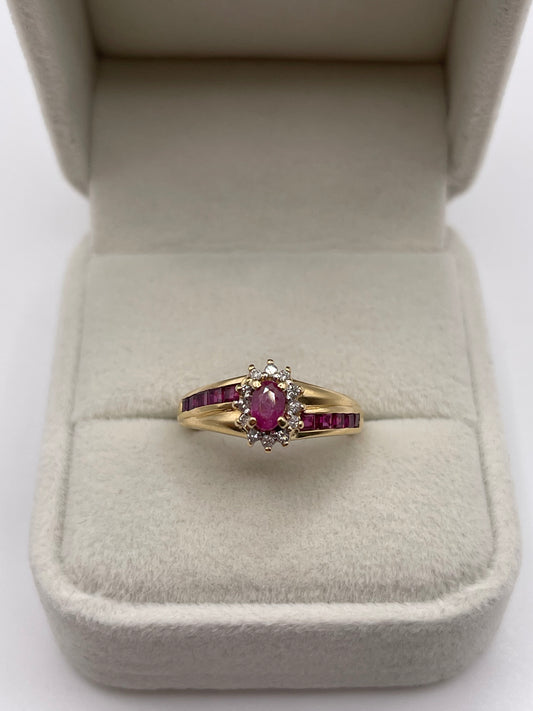 14ct gold ruby and diamond ring