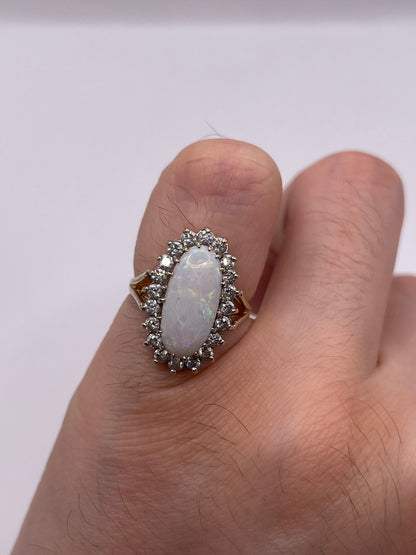 9ct gold opal and cz ring