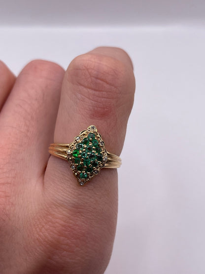 9ct gold emerald and diamond ring