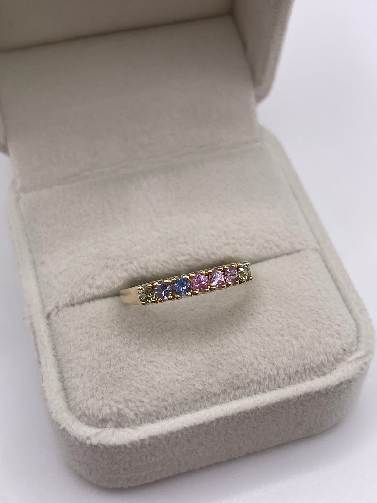 9ct gold multi coloured sapphire ring