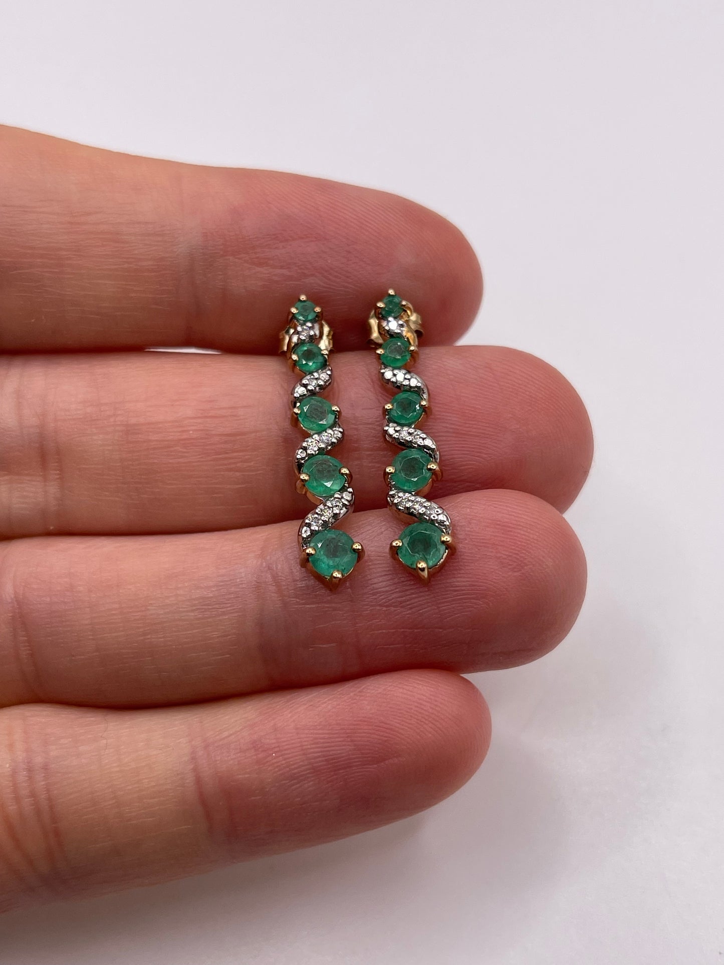 9ct gold emerald and diamond earrings