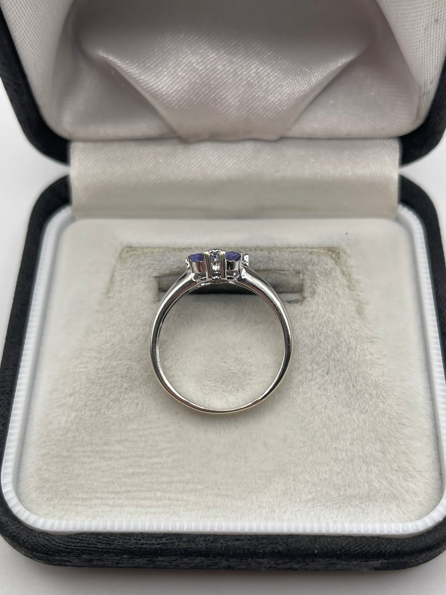 9ct white gold tanzanite and diamond ring
